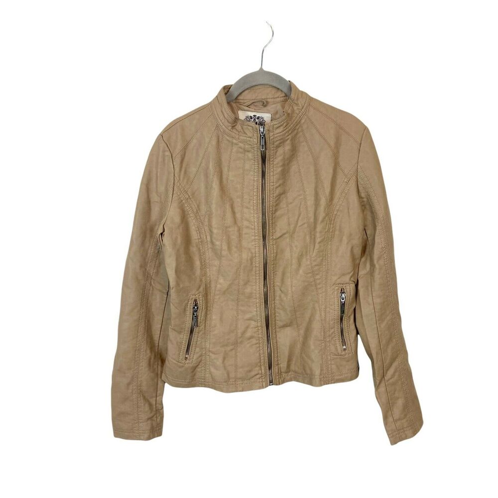 Vegan Leather Moto Jacket Made By Johnny Los Angeles Women's Brown Size Medium